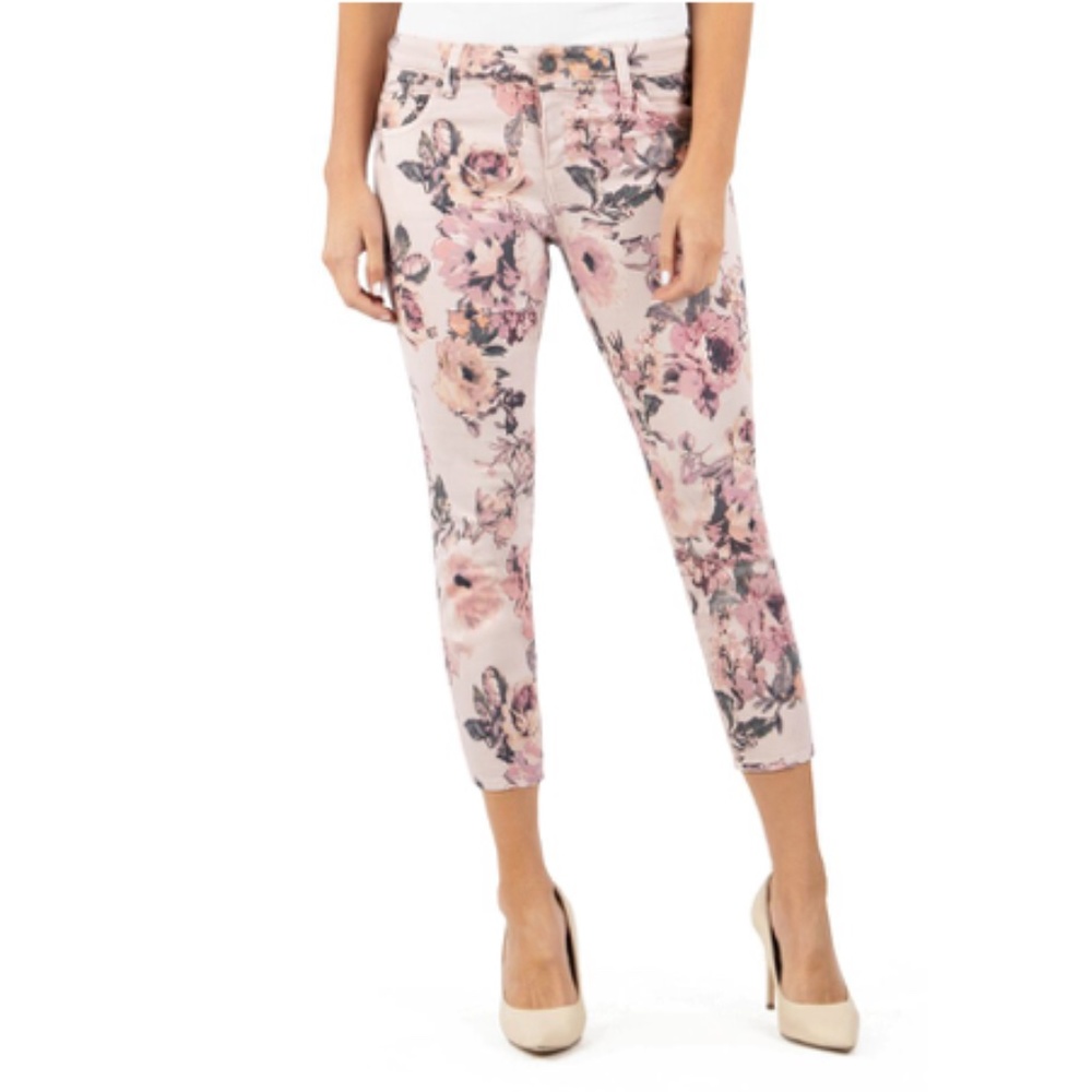 NEW NWT KUT From the Kloth Connie Rose Print Crop Skinny Pant Size 6